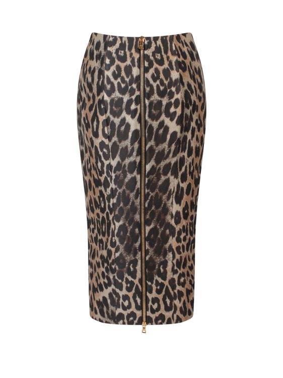 Shop Balmain Longuette Skirt With Animalier Print In Black
