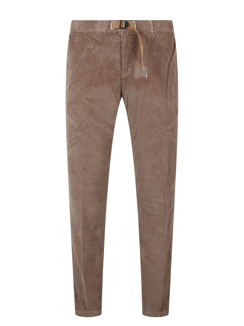 Shop White Sand Corduroy Trousers In Brown