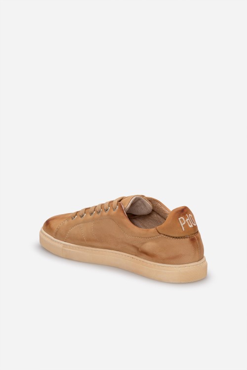 Shop Pantofola D'oro Camel Buffalo Leather Sneakers In Brown
