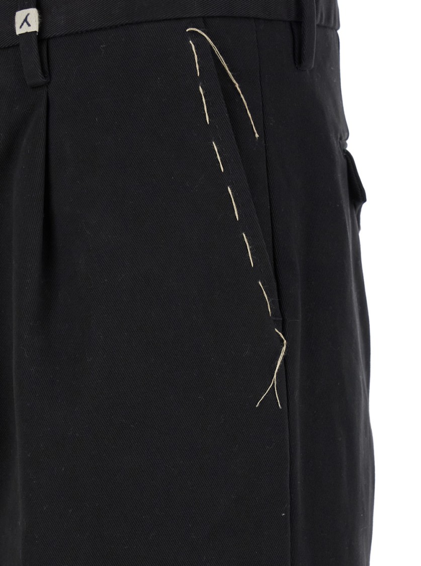 Shop Myths Black High Waist Pants In Stretch Fabric