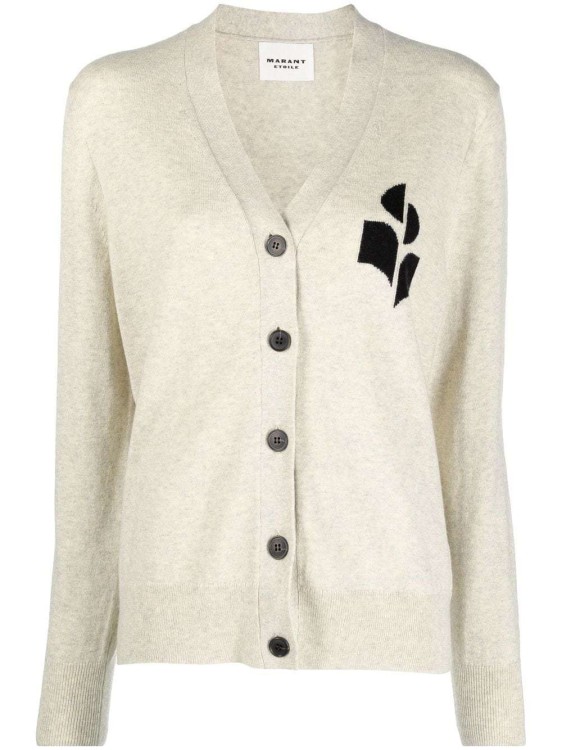 Isabel Marant Étoile Logo-intarsia Knitted Cardigan In Neutrals