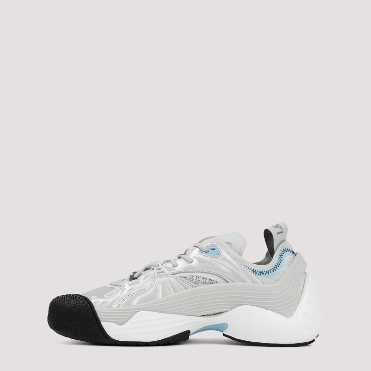 Shop Lanvin Metallic Silver Flash X Sneakers In White