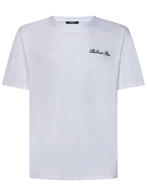 Shop Balmain Loose-fit White Organic Cotton Jersey T-shirt