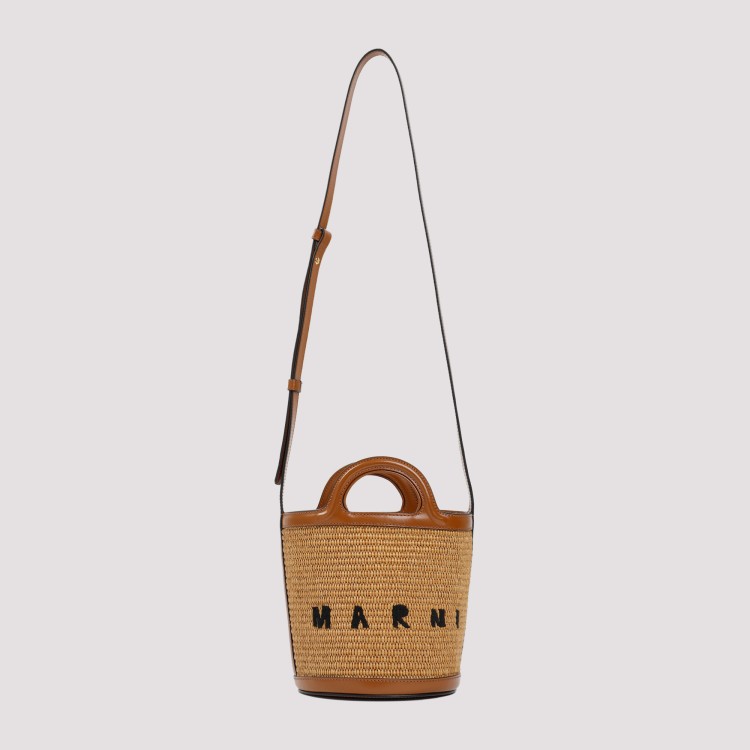 Marni Tropicalia Mini Bucket Bag In Brown
