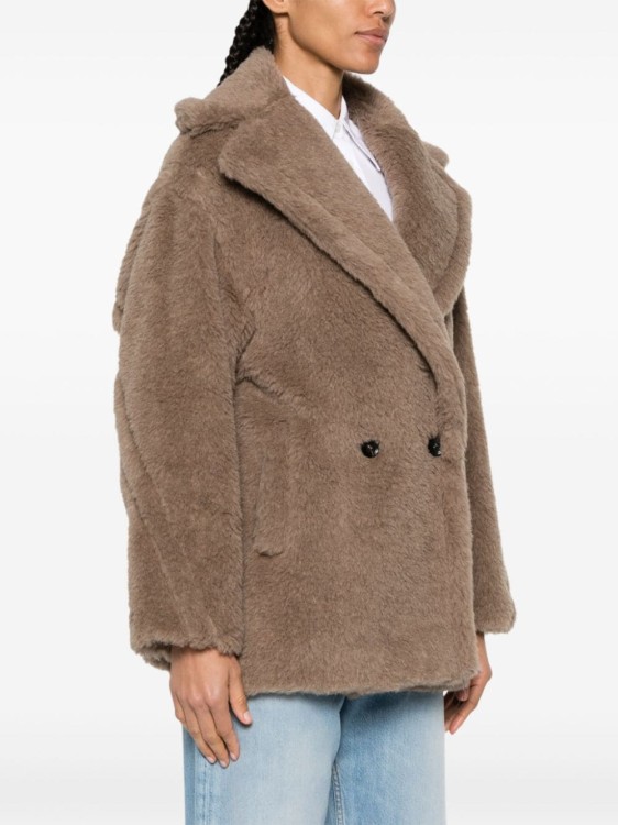 Shop Max Mara Eco Fur Coat In Brown