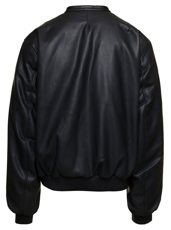 Shop 3paradis Vegan Leather Bomber Jacket In Black