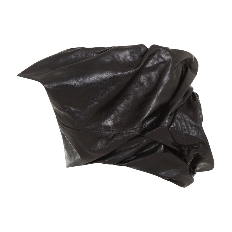 Rick Owens Black Draper Bustier Calf Leather Top In Black