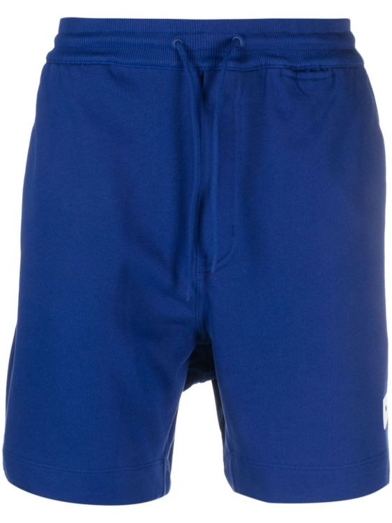 Y-3 Drawstring Organic Cotton Track Shorts In Blue