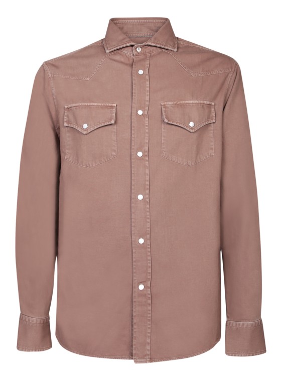 Shop Brunello Cucinelli Cotton Shirt In Brown