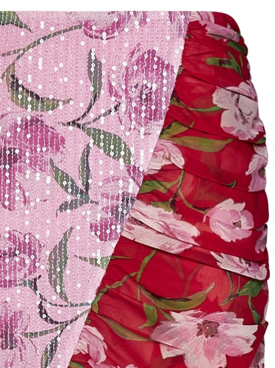 Shop Rotate Birger Christensen Pink Floral-print Sequin-embellished Chiffon Mini Skirt