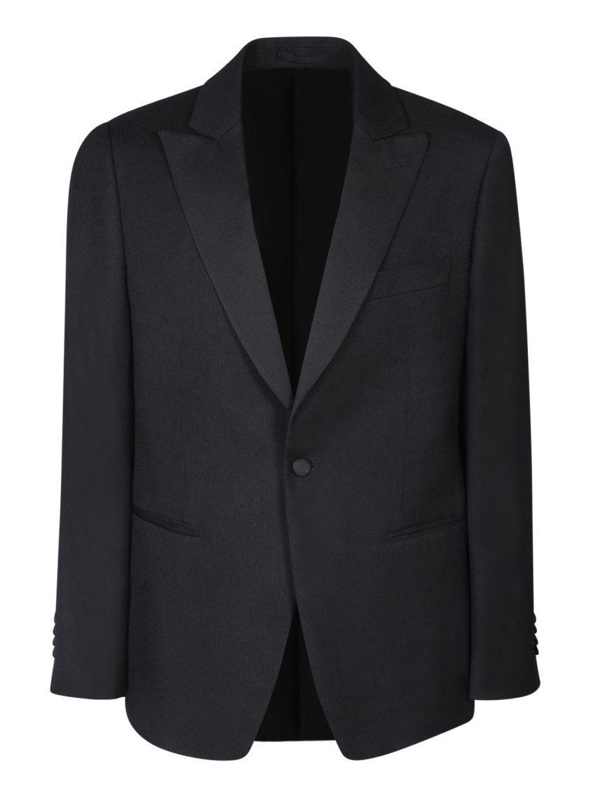 Lardini Velvet Blazer Jacket With Tailored Fit And Classic Notch Lapels In Black