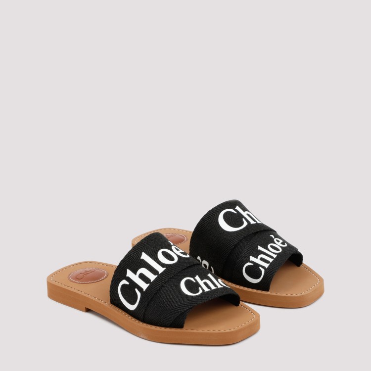 Chloé Woody Flat Logo Ribbon Slide Sandals In Brown