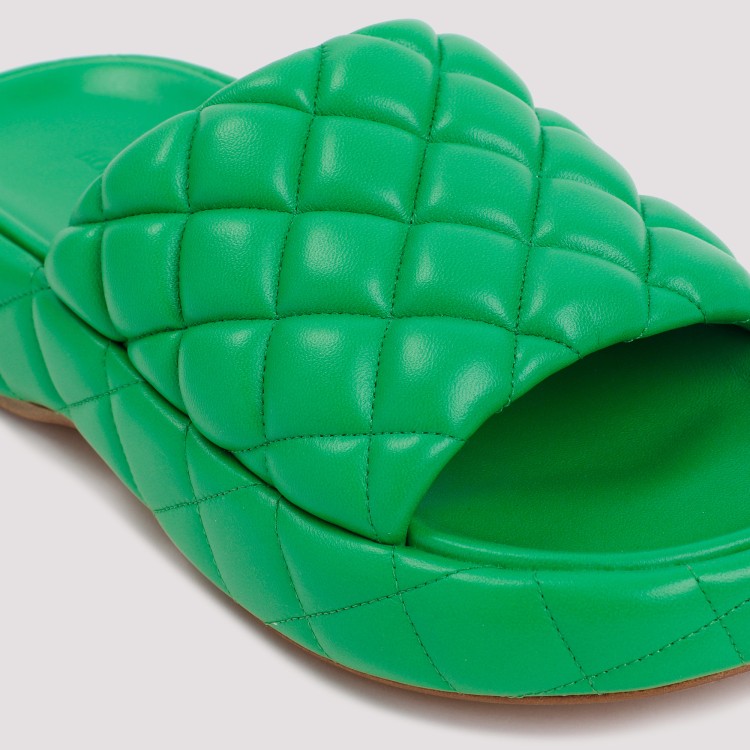 Bottega Veneta Quilted Green Slides With Chunky Sole In Green