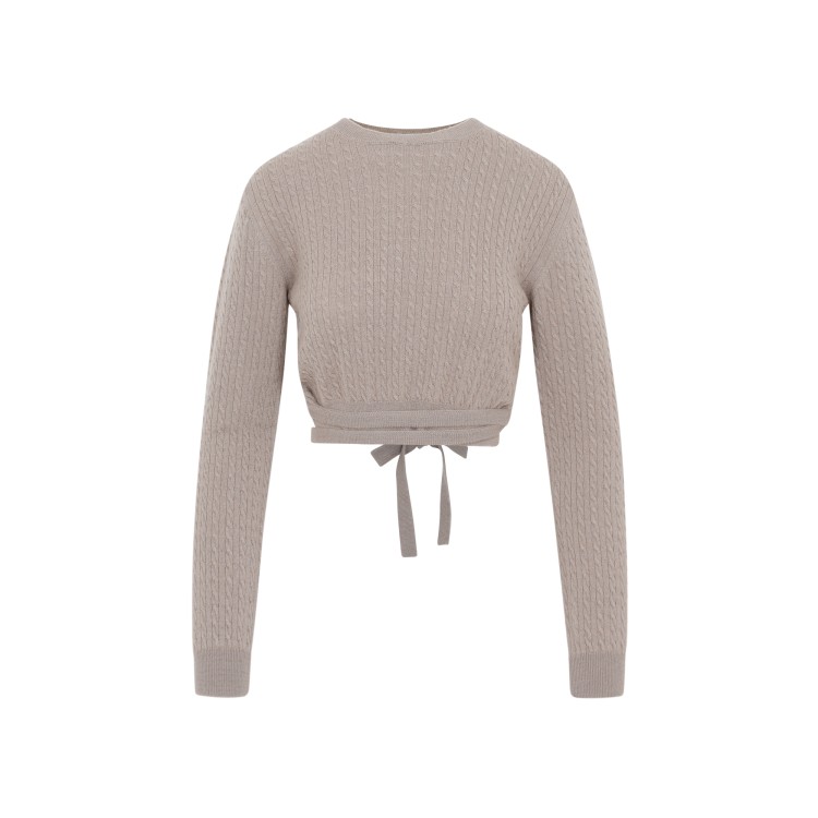 Patou Cable-knit Cropped Sweater In Wool And Cashmere In Grey