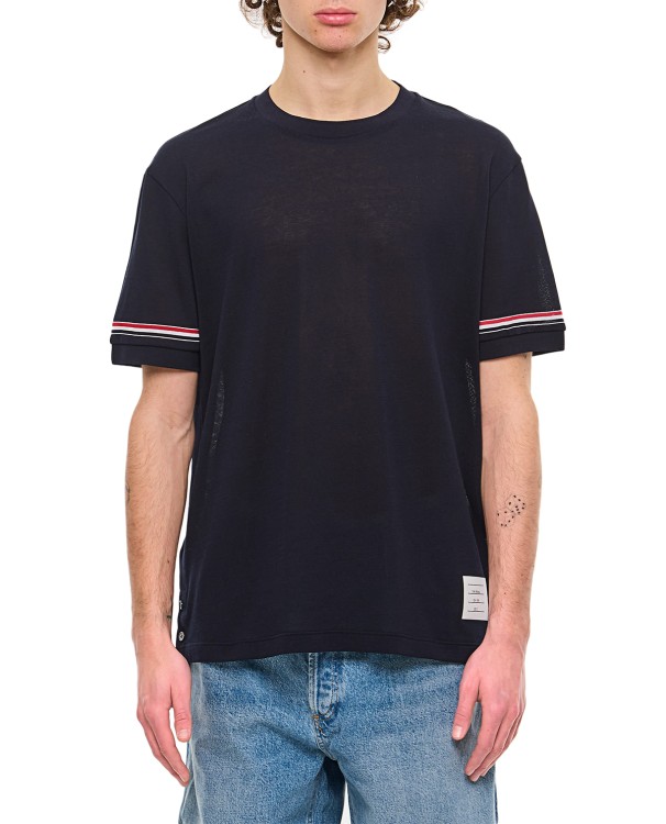 Thom Browne Ribbed Cuff T-shirt In Black