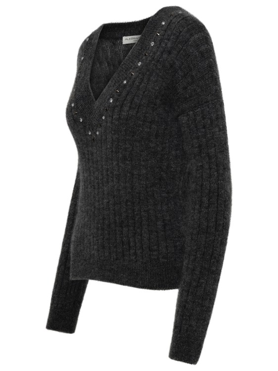 Shop Alessandra Rich Gray Virgin Wool Blend Sweater In Black