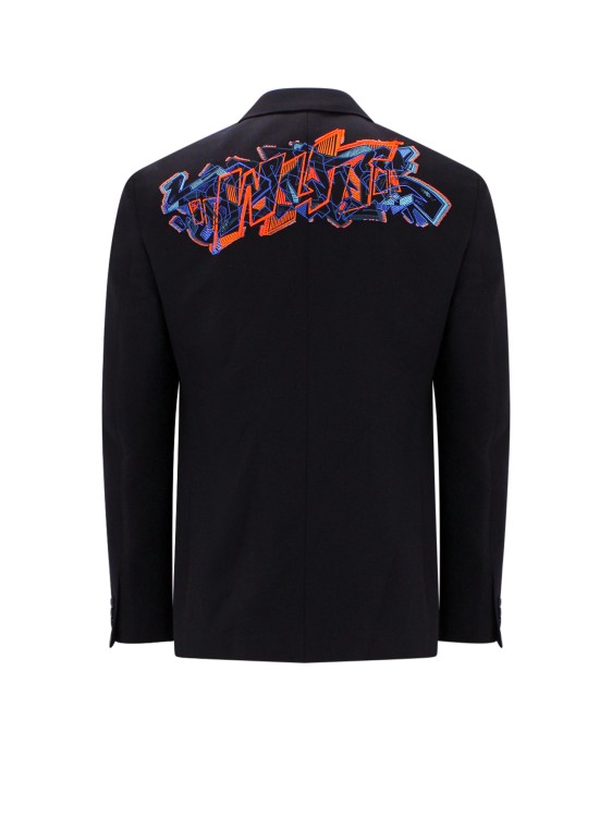 Shop Off-white Wool Blend Blazer With Embroidered Multicolor Logo In Black