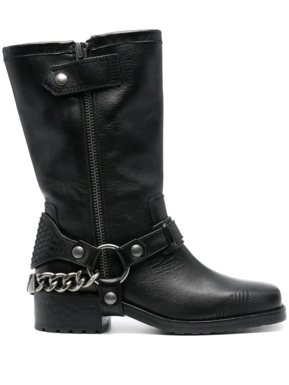 Shop Zadig & Voltaire Igata Leather Biker Boots In Black