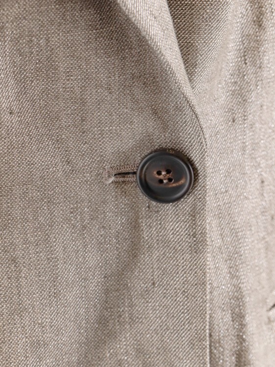 Shop Brunello Cucinelli Linen Blend Blazer With Metallized Effect In Grey