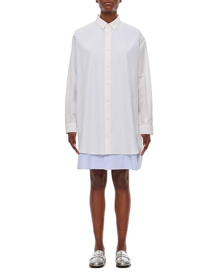 Shop Loewe Double Layer Shirt Dress In White