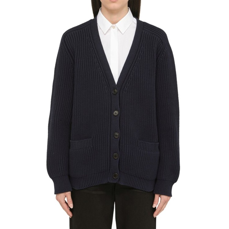 Shop Prada Cotton Cardigan In Black