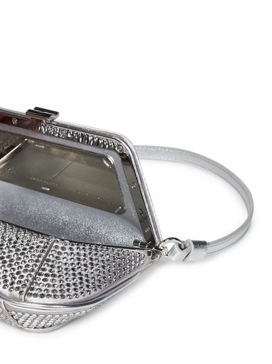 Shop Amina Muaddi Mini Crystal Shoulder Bag In Silver