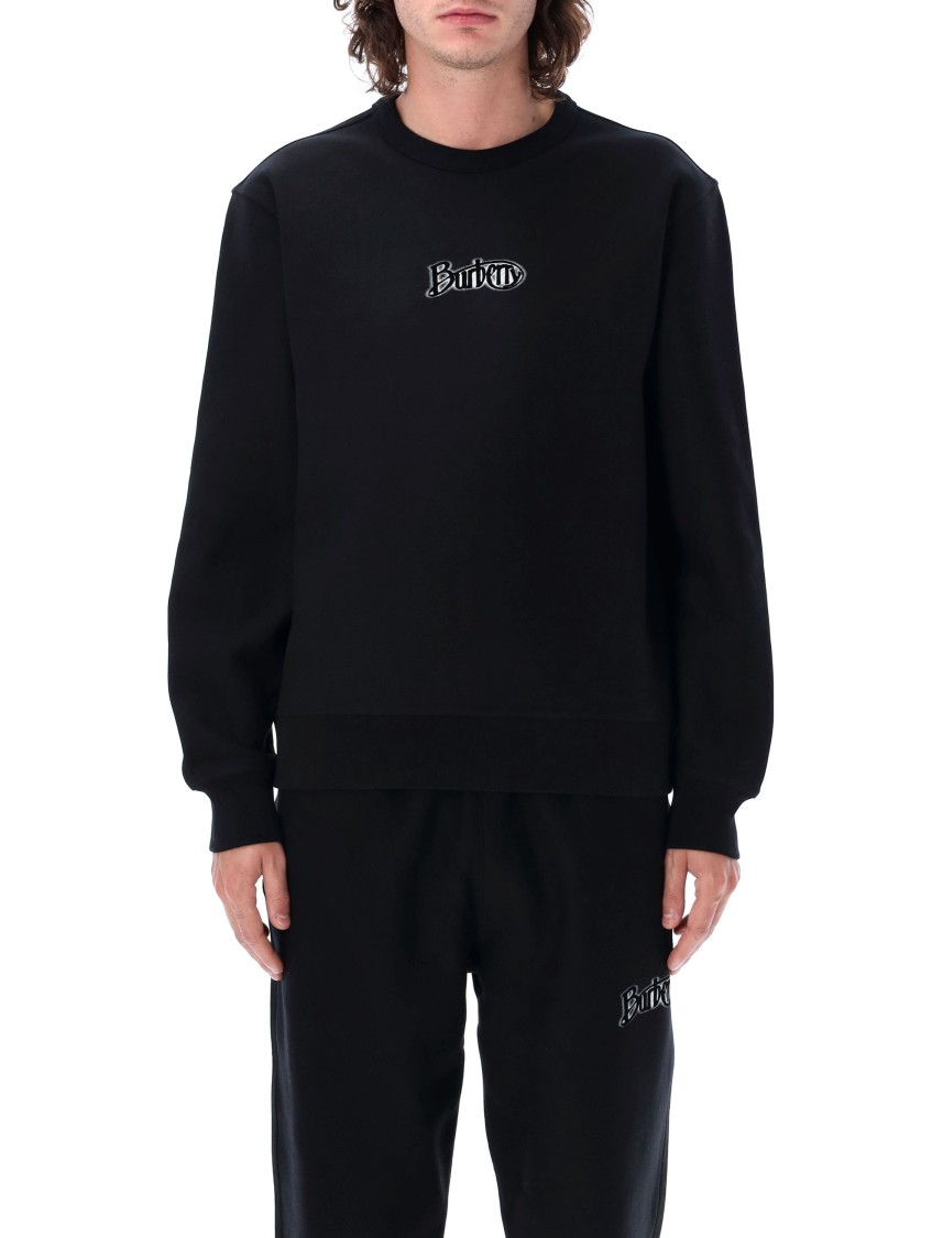 Burberry Black Logo Cotton Blend Sweatshirt In Black