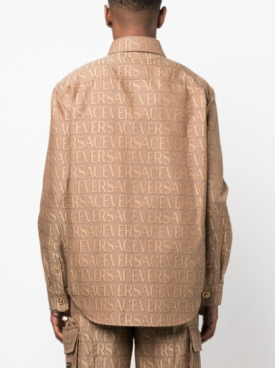 Shop Versace All-over Jacquard Shirt In Brown