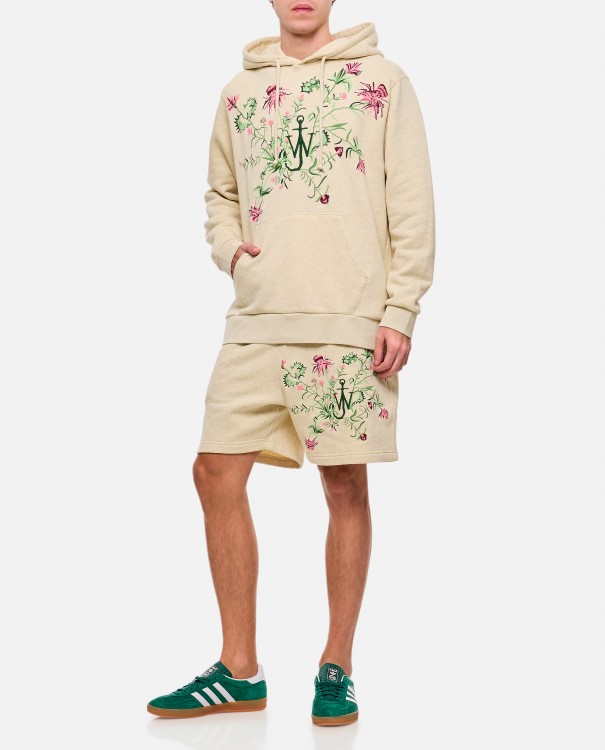 Shop Jw Anderson Pol Thistle Embroidery Hoodie In Neutrals