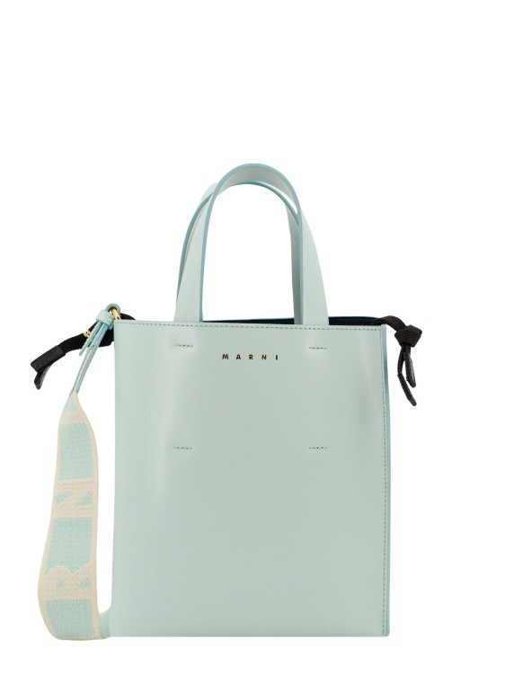 Shop Marni Leather Bag With Logo Print In Green
