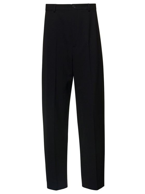 Shop Balenciaga Oversized Black Tailored Pants In Wool Blend