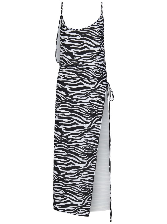 Shop Attico Zebra Print Midi Dress In Grey
