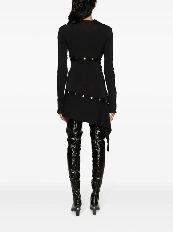 Shop Attico Asymmetric Black Stretch Jersey Mini Dress