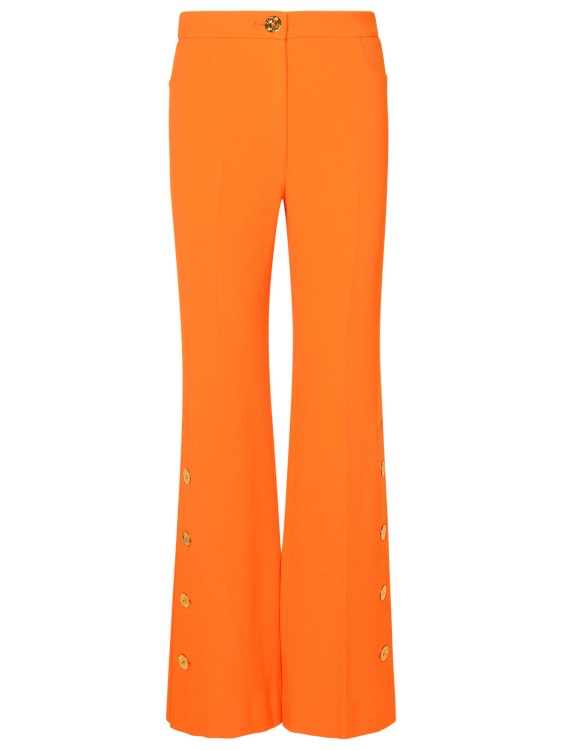 Shop Patou Orange Flared Virgin Wool Trousers