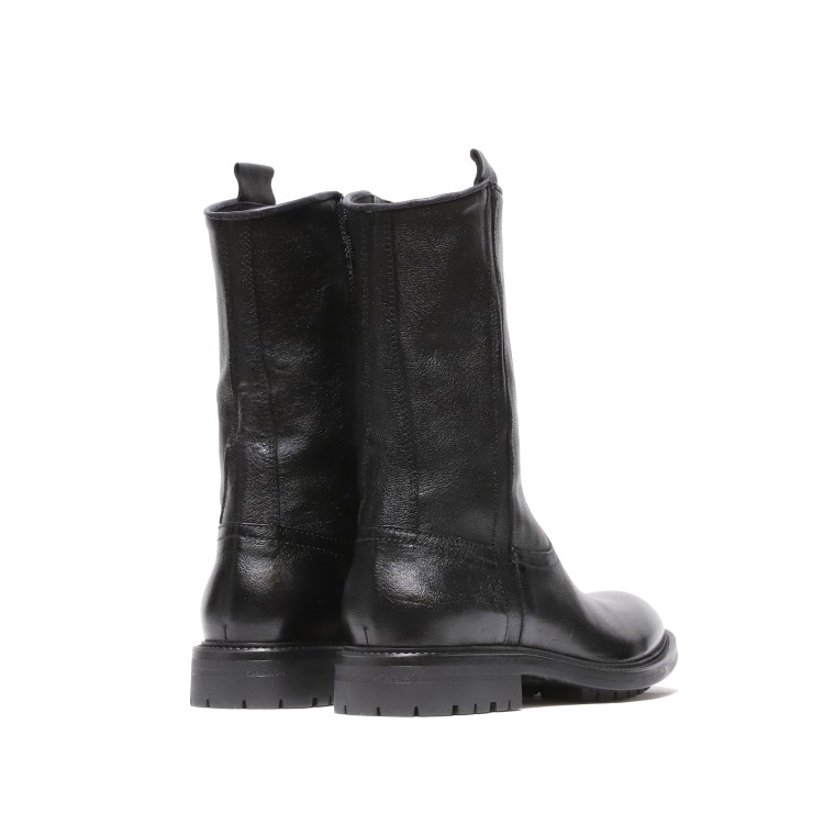 Shop Hundred 100 Black Buffalo Leather Ankle Boots