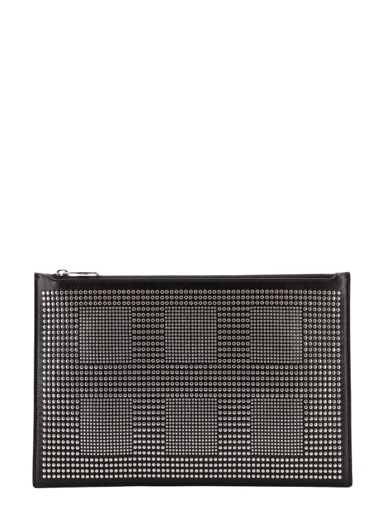 Alexander Mcqueen Leather Clutch With Metal Studs In Grey