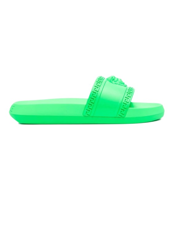 Versace Medusa Rubber Slide Sandals In Green
