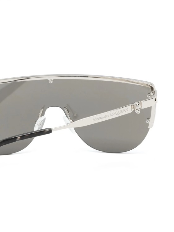 Shop Alexander Mcqueen Silver Shield-frame Sunglasses
