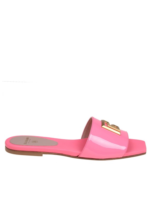 Balmain Dafne Mules In Polished Bubblegum Color Leather In Pink