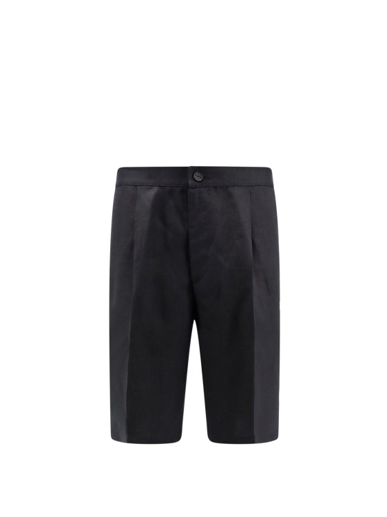 Shop Hevo Linen Bermuda Shorts With Pinces In Black