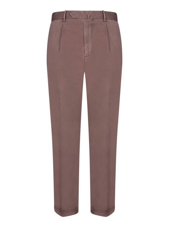 Shop Dell'oglio Satin Fabric Straight Cut Trousers In Brown