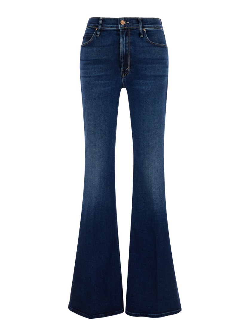 Shop Mother 'the Doozy' Blue Flared Jeans In Denim