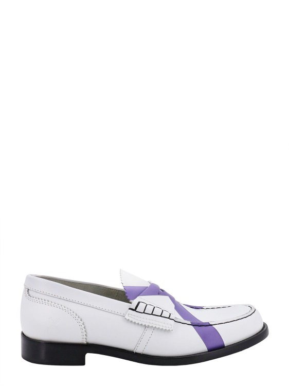Shop College Iconic Print Leather Loafer In White