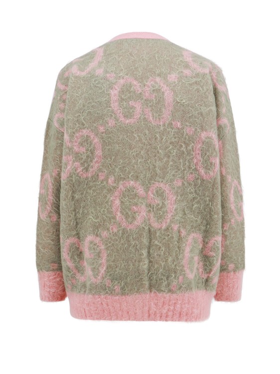 Shop Gucci Mohair Cardigan With Gg Motif In Pink