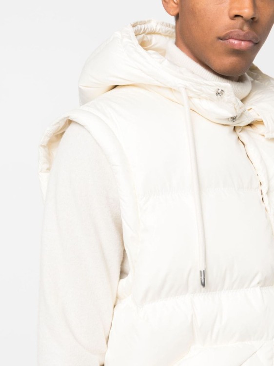 Shop Emporio Armani Ecru Hooded Padded Jacket In White