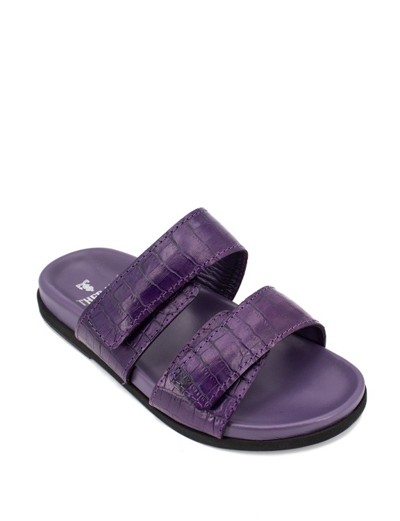 Thera's Double Strap Heeled Sandals In Purple