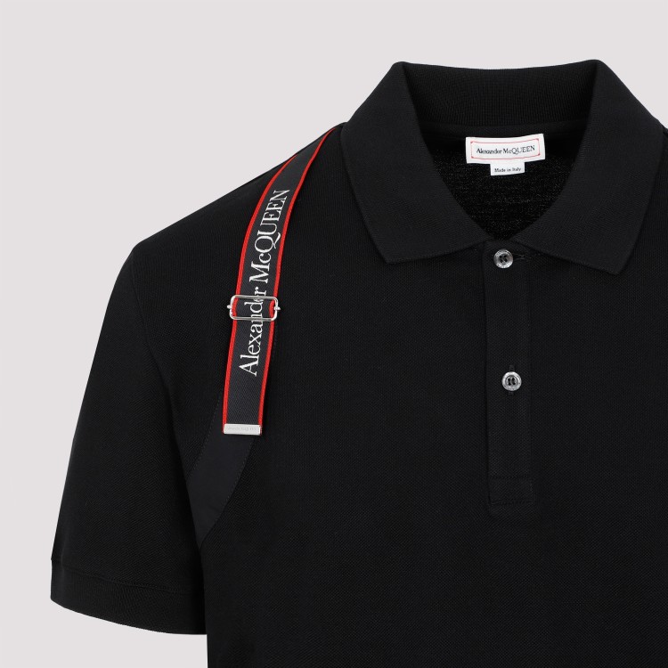 Shop Alexander Mcqueen Black Cotton Polo With Logo