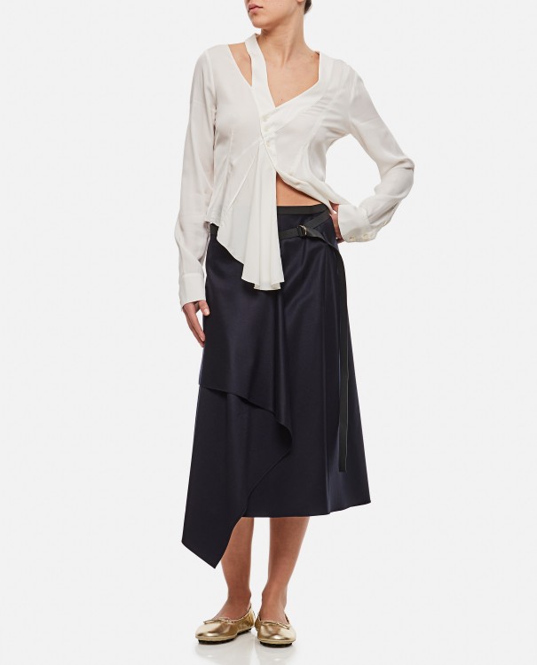 Shop Fendi Flattened Wool Skirt In Black