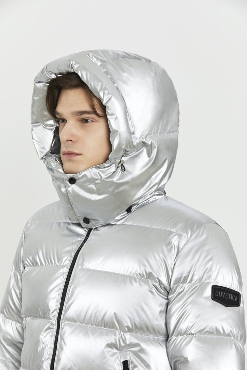 Shop Duvetica Down Puffer Jacket With Detachable Hood In Silver