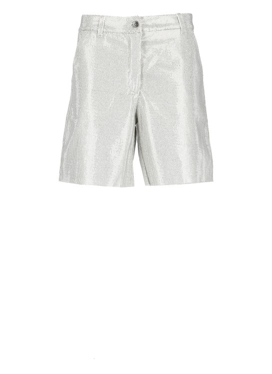 Shop Ermanno Scervino Cotton Bermuda Shorts With Strass In Silver
